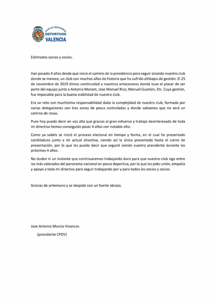 Carta del presidente